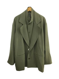 【中古】EdwinaHorl◆22AW Vest Layered Oversized Jacket/M/アセテ-ト/カーキ//ベストレイヤード テーラードジャケット【メンズウェア】