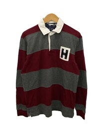 【中古】TOMMY HILFIGER◆長袖ポロシャツ/M/コットン/ボルドー/ボーダー/0239913/トミーヒルフィガー【メンズウェア】