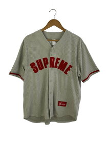 【中古】Supreme◆シャツ/M/ポリエステル/GRY/ultrasuede mesh baseball jersey/24SS【メンズウェア】
