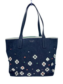 【中古】kate spade new york◆トートバッグ/デニム/IDG/花柄【バッグ】