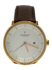 【中古】nordgreen◆フィロソファ/クォーツ腕時計/アナログ/レザー/WHT/BRW/箱付【服飾雑貨他】