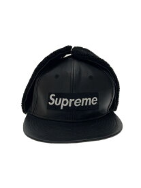 【中古】Supreme◆ヘッドウェア/7 5/8/コットン/BLK/プリント/メンズ/22AW/Leather Earflap Box L【服飾雑貨他】