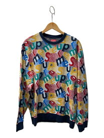 【中古】Supreme◆19AW/scatter text crewneck/ニット・セーター(薄手)/L/コットン/マルチカラー【メンズウェア】
