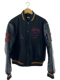 【中古】STUSSY◆40th anniversary ist jacket/スタジャン/S/ウール/BLK【メンズウェア】