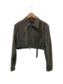 【中古】MAISON SPECIAL◆Metal Short Blouson/ブルゾン/FREE/ウール/GRY/無地/23SS【レディースウェア】