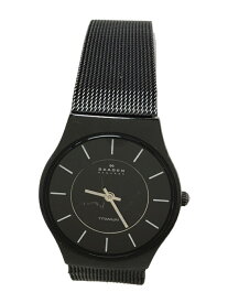 【中古】SKAGEN◆腕時計/アナログ/ステンレス/BLK/盤面傷【服飾雑貨他】