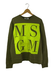 【中古】MSGM◆20ss/ロゴプリント/スウェット/M/コットン/KHK/2840MM94【メンズウェア】