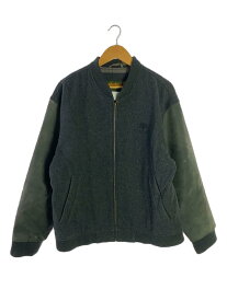 【中古】Timberland◆スタジャン/M/ウール/GRY/袖スウェード【メンズウェア】