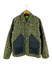 【中古】HUF◆HUDSON CAMO WORK JACKET ハドソンカモワークジャケット S/コットン/KHK/カモフラ【メンズウェア】