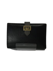 【中古】GIVENCHY◆GV3-MEDIUM WALLET/2つ折り財布/山羊革/BLK/レディース【服飾雑貨他】