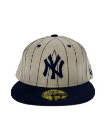 【中古】NEW ERA◆キャップ/7 1/2/コットン/NVY/ストライプ/メンズ/ヤンキース【服飾雑貨他】