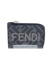 【中古】FENDI◆ズッカ/ロゴプリント/コインケース/レザー/GRY/メンズ/7M0341 AJJ8【服飾雑貨他】