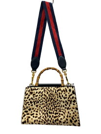【中古】GUCCI◆ニムフェア/2way/ハラコ/バンブーハンドル/ハンドバッグ/--/BRW/レオパード【バッグ】