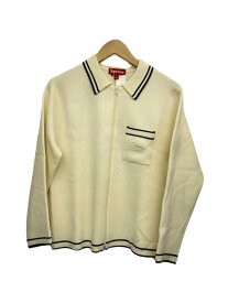 【中古】Supreme◆24AW/Zip Up Polo Sweater/ニット・セーター(薄手)/S/ウール/ホワイト【メンズウェア】