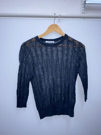 【中古】BEAUTY&YOUTH UNITED ARROWS◆22SS/ノルマンディリネン透かし編みプルオーバー/--/リネン/ブラック/無地/161【レディースウェア】