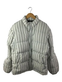 【中古】STUSSY◆ダウンジャケット/L/ポリエステル/WHT/ストライプ【メンズウェア】