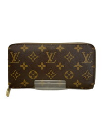 【中古】LOUIS VUITTON◆2)ジッピー・ウォレット_モノグラム・キャンバス_BRW_コクリコ/PVC/BRW/メンズ【服飾雑貨他】