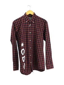 【中古】GDC(GRAND CYANION)◆長袖シャツ/S/コットン/RED/チェック/M42009/ジーディーシー/LOGO CHECK SHIRT【メンズウェア】