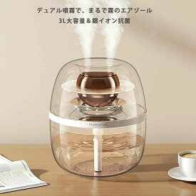 「クーポンで最安2680円」加湿器大容量 超音波加湿器 タイマー 静音 コンパクト LEDライト付 抗菌 強力加湿 卓上 保湿 3L 銀イオン おし