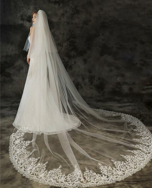 楽天市場】3*3mロングベール レース刺繍ベール フェイスベール コーム  