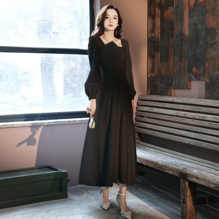 楽天市場 イブニングドレス 長袖ワンピース 膝丈 ミモレ丈 ロング丈 花嫁メイドドレス 普段着 结婚式 パーティー二次会 お呼ばれ フォマール ドレス 司会者 演奏会 同窓会 発表会 エレガントドレス カジュアルドレス 白赤黒3色 Xs 3xl 純の洋服屋さん