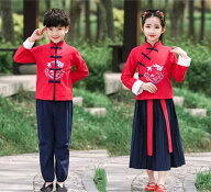 中華服 子供 チャイナ服 上下セット 男の子 女の子 キッズ ジュニア 漢服 唐装 華流 ハロウィン コスプレ…