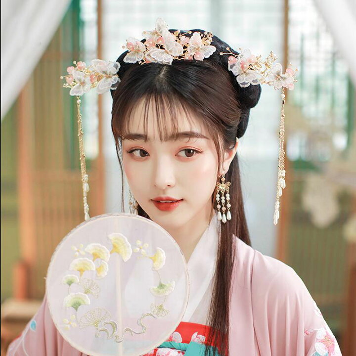 コスプレ道具 唐装漢服 古典美人 ヘアアクセサリー 髪飾り かんざし イヤリング チャイナ風 華流舞台演出小物グッズ 写真撮影 イベント学園祭文化祭 S42 A S K 通販 花のヘアピン中国風かわいいヴィンテージの結婚式の頭飾りhanfuの服の付属品女の子のための Acores