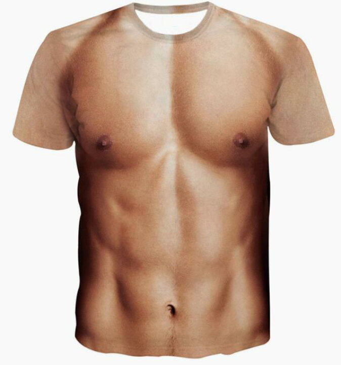 楽天市場】メンズTシャツ 半袖 3Dプリント スリー筋肉プリントTシャツ  
