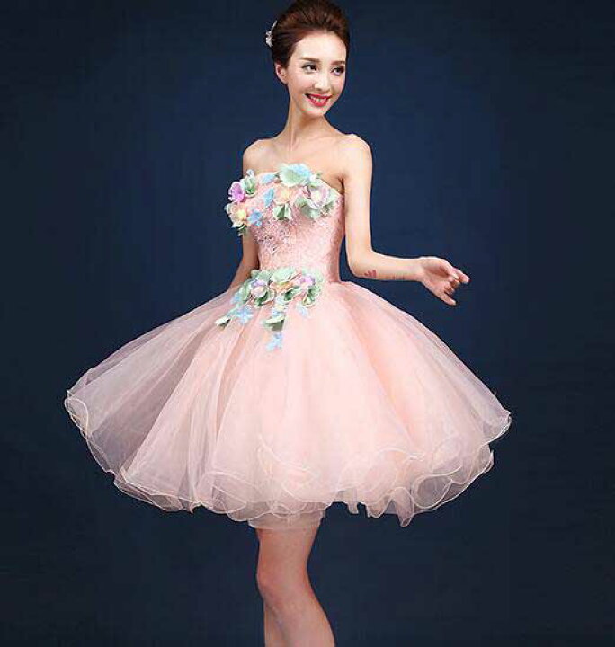 楽天市場】送料無料/ブライズメイド服花付き/ミニウェディングドレス 