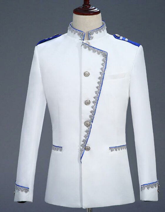 楽天市場】メンズステージ衣装 白 欧米宮廷風演出服 スーツ上下3点 