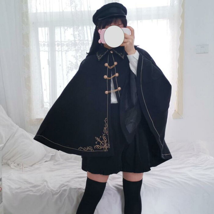 ロリータマント ケープ ゴスロリ 伯爵タキシード 刺繍ラシャコート 