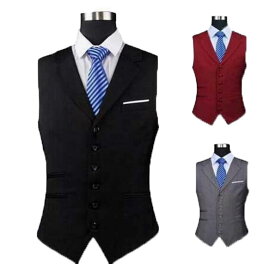 ベスト メンズフォーマルベスト ジレ　ベスト　メンズ Men's 男性用 春夏秋冬 ビジネス ベスト FORMAL VEST メンズ ジレベスト スーツベスト 結婚式、パーティー 二次会 略礼服　通勤ベスト　スーツベスト　ダミーポケット　ブラック　グレー　ワインレッド