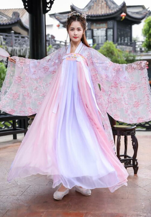 楽天市場】可愛い漢服＆唐装 振袖チャイナ服 ピンク系 刺しゅう中華服  