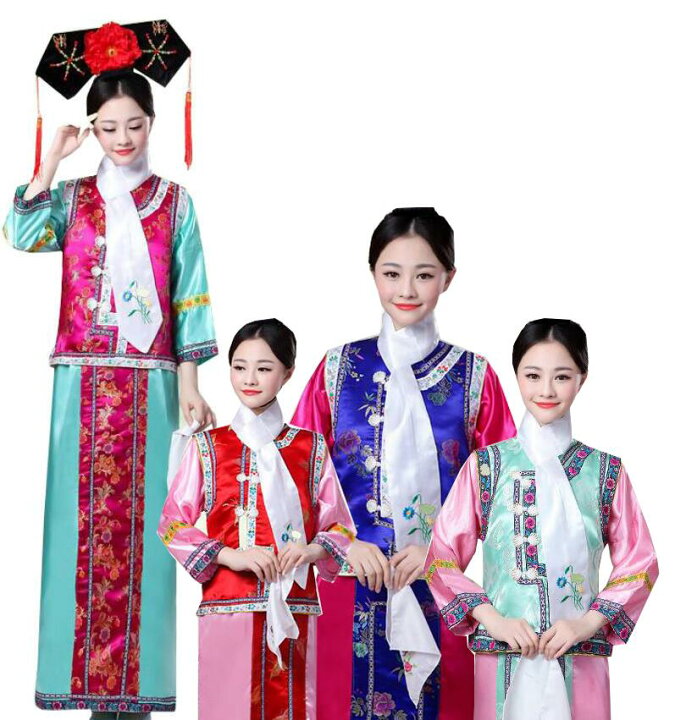 楽天市場 コスプレ衣装 中国古代宮廷風コスプレ衣装 清朝王妃皇女服 唐装 漢服 中華チャイナドレス女性用 キッズ用撮影舞台ステージ衣装 親子ペア髪飾り付き 華流ダンス衣装 6色 純の洋服屋さん