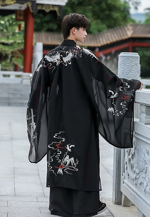 楽天市場】新作漢服唐装 メンズ レディース男女兼用中華服 黒に白刺繍 