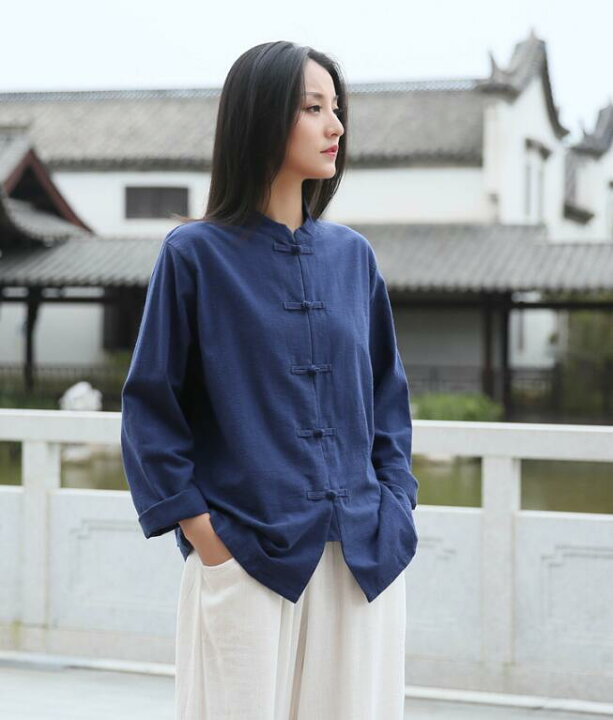 楽天市場】ナチュラルブラウス チャイナ服 レディース 綿麻シャツ 長袖 