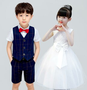 男の子ベスト3点セット 4点セット キッズ ジュニア ボーイズ フォーマルベスト スーツ チェック ショートパンツ 半袖ワイシャツ 蝶ネクタイ 夏用子供スーツ 紳士服 入学式 演奏会 ピアノ発