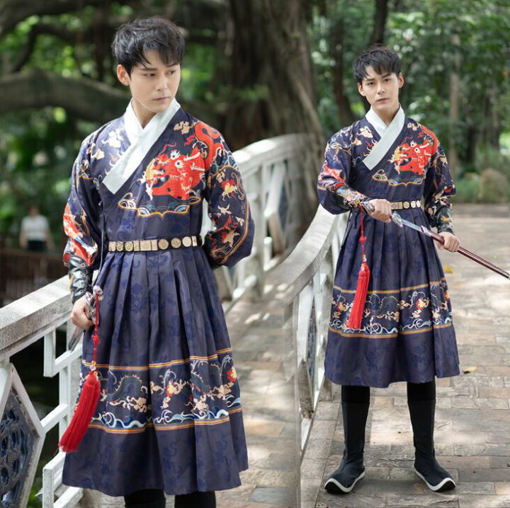 楽天市場 男性用中国風コスプレ衣装 明王朝 コスプレ 漢服 唐装 制服 飛魚服 メンズ 中華舞台ステージ衣装 龍刺しゅう ベルト 袖カバー 衣装3点セット チャイナ服 交差襟 縁取り 華流コスチューム 中国古代衣装 時代劇 ハロウィン衣装 イベント 学園祭 文化祭 仮装 変装