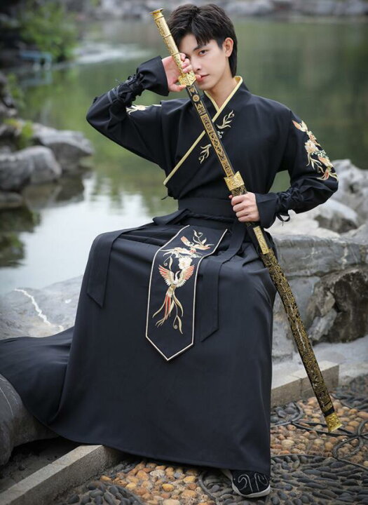 楽天市場 チャイナ服 中華コスプレ衣装 メンズ漢服 男性 大人中華服 唐装 上下セットアップ おしゃれ チャイナ衣装 黒に金フェニックス刺しゅう 中国古代伝統漢服 武術服 カンフー衣装 華流舞台ステージ 撮影衣装 華やか 華服 美少年 ハロウィンコスプレ 仮装 変装 S