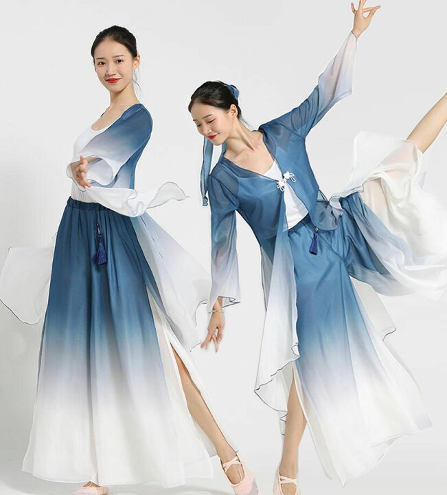 楽天市場】中国古典舞踊ダンスウェア グラデーション ロング丈羽織 