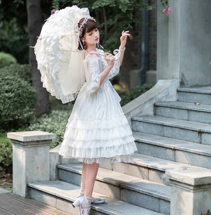 楽天市場】ジャンパースカート ベール付 ロリータドレス 花嫁ロリータ 