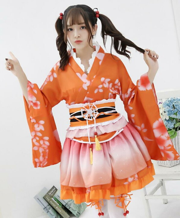 楽天市場 着物 コスプレ衣装 着物ドレス 浴衣 セット レディース ハロウィン 衣装 桜柄 花柄 ミニ丈着物ドレス 和風 和物 女性 かわいい ショート丈 大人 仮装 コスチューム ハロウィーン イベント祭り 舞台 ステージ衣装 カラフル 青 ピンク レッド オレンジ イエロー