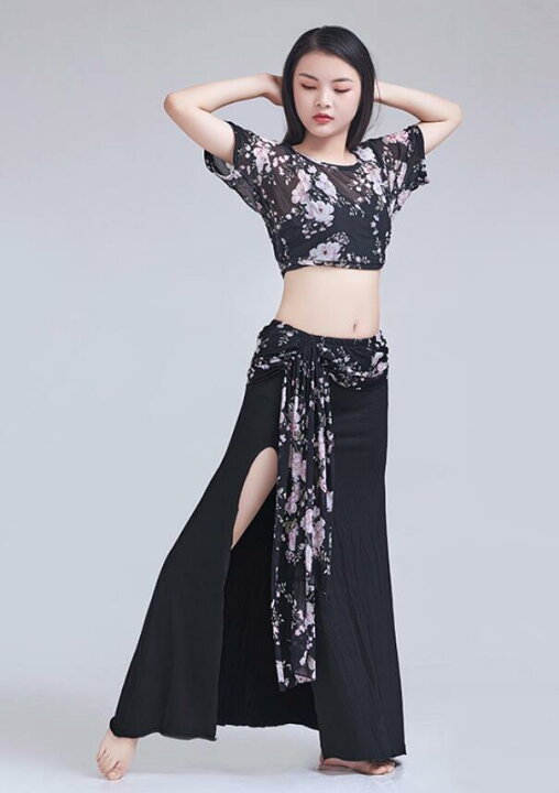 楽天市場】ベリーダンス衣装 セット 花柄 ヒョウ柄 トップス 半袖 