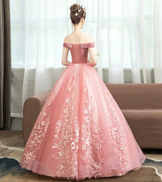 楽天市場】カラードレス 「9色選べる」ロング パーティードレス 花  