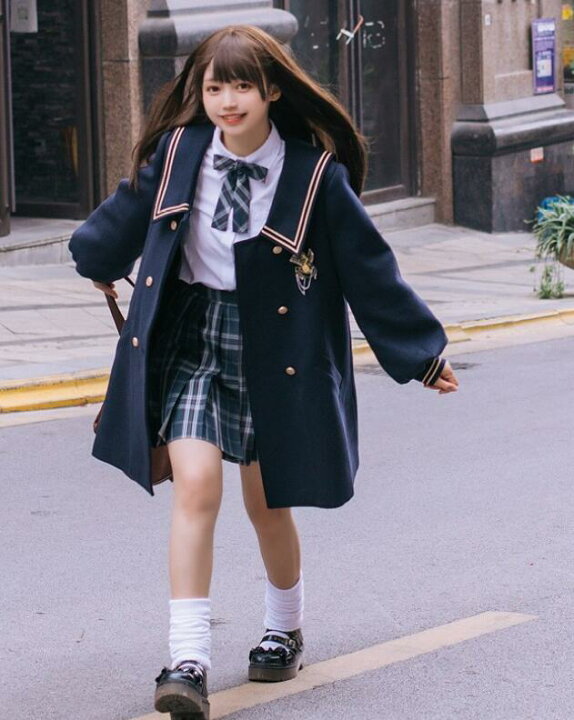 楽天市場 コート セーラー服 レディース ミドル丈 セーラー服コート 長袖 秋冬 可愛い 学生服 ブレザー 厚手アウター ダブルボタン Aライン マンリ風 コート Jk制服 膝丈 中学生 高校生 大学生 大人 ロリータ服 ネイビー アイボリー S M L Xl 送料無料 純の洋服屋さん