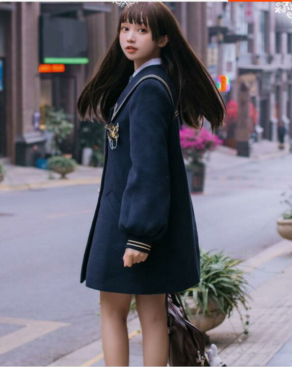 楽天市場 コート セーラー服 レディース ミドル丈 セーラー服コート 長袖 秋冬 可愛い 学生服 ブレザー 厚手アウター ダブルボタン Aライン マンリ風 コート Jk制服 膝丈 中学生 高校生 大学生 大人 ロリータ服 ネイビー アイボリー S M L Xl 送料無料 純の洋服屋さん
