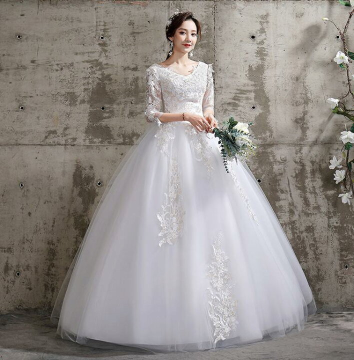 楽天市場】ロングウェディングドレス マキシー丈ウエディングドレス  