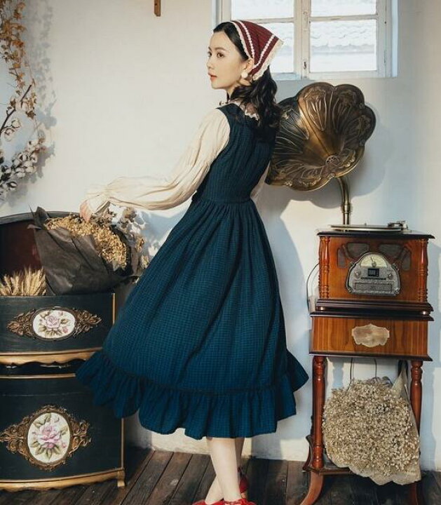 楽天市場 ワンピース レトロ ロングミモレワンピース 長袖 ゴスロリ ロリータ ワンピース お姫様ドレス 重ね着風 レッスアップ ゴシック ロリータドレス 春秋冬 舞台 ステージ 衣装 2色 送料無料 純の洋服屋さん