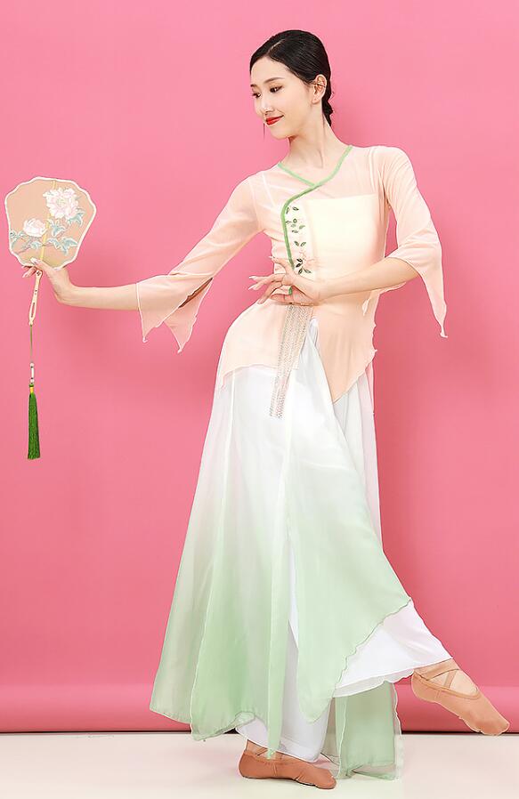 古典舞踊ダンス 中華民族ダンス 衣装 シフォンガウチョパンツ ワイド