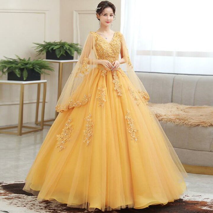 楽天市場】カラードレス ロング マキシ丈 ボリューム フリル カラー  